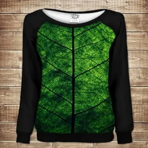 Жіночий світшот - реглан з відкритими плечима з 3D принтом-Листочок