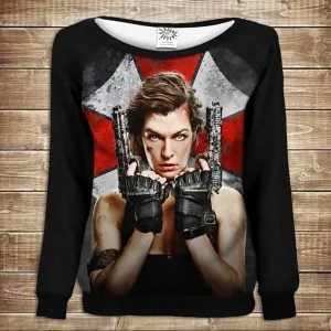 Жіночий світшот - реглан з відкритими плечима з 3D принтом-Elis. Resident Evil