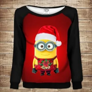 Жіночий світшот - реглан з відкритими плечима з 3D принтом-Посіпака Різдво