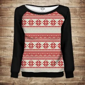 Жіночий світшот - реглан з відкритими плечима з 3D принтом-Різдвяний