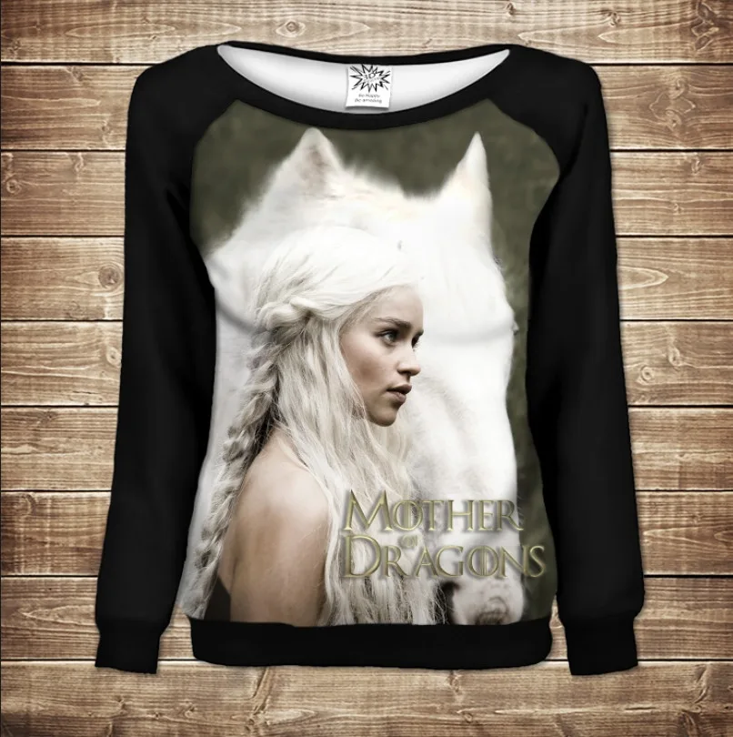 Жіночий світшот - реглан з відкритими плечима з 3D принтом-Дейнеріс