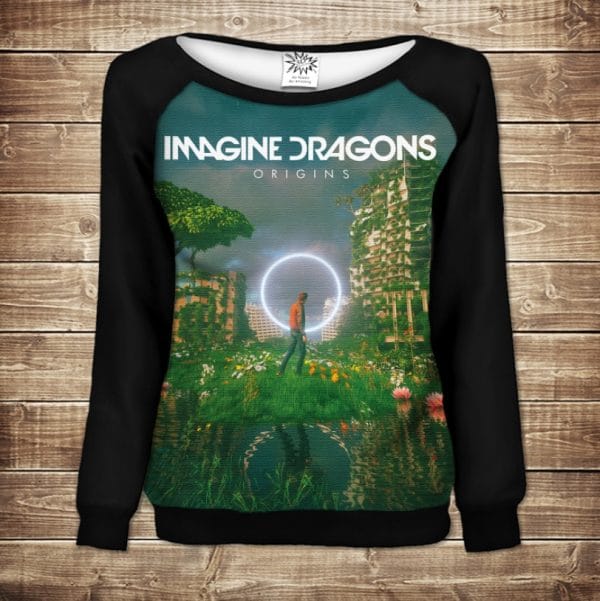 Жіночий світшот - реглан з відкритими плечима з 3D принтом-Imagine Dragons Origins