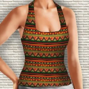 Майка з бретелями на шиї з 3D принтом Африканський стиль