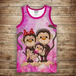 Майка з 3D принтом: Веселі мавпочки Рожевий 1. Дорослі і Дитячі розміри