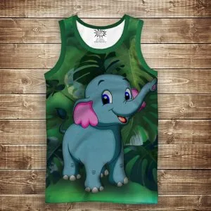 Майка з 3D принтом: Слоник і Монстера. Дорослі і Дитячі розміри