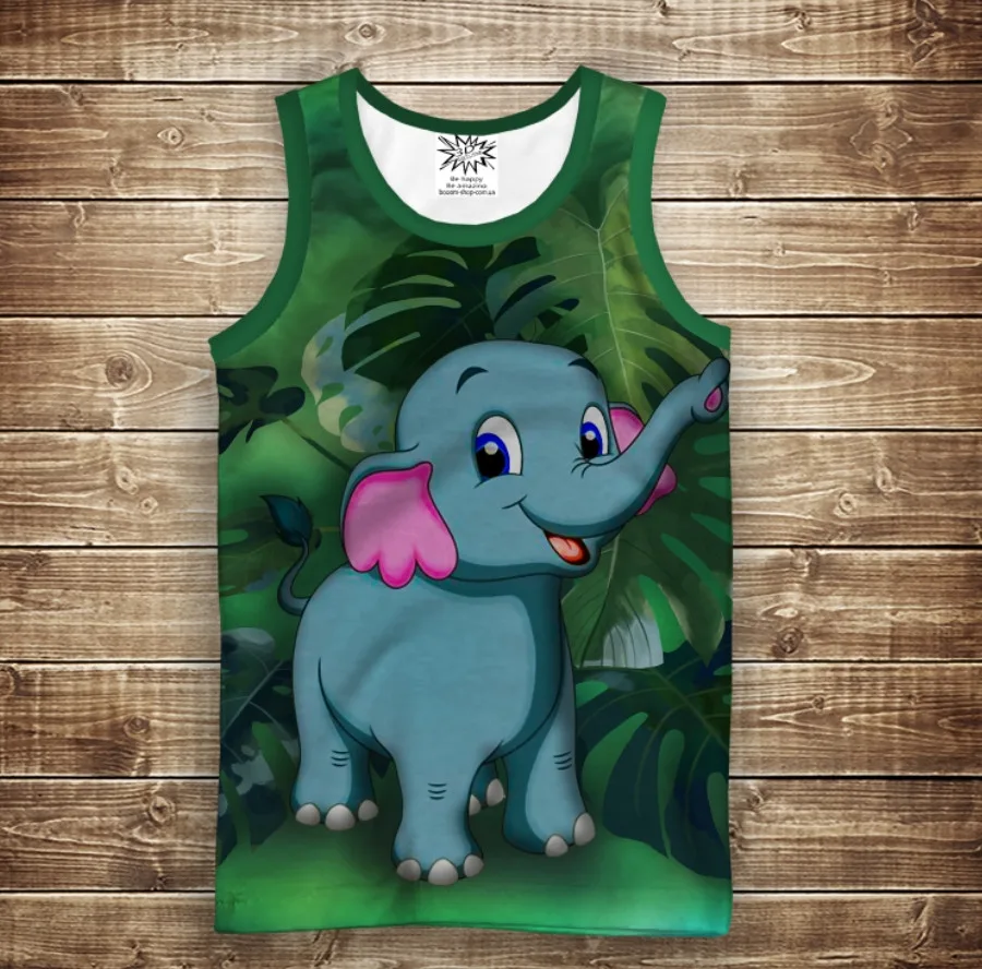 Майка з 3D принтом: Слоник і Монстера. Дорослі і Дитячі розміри