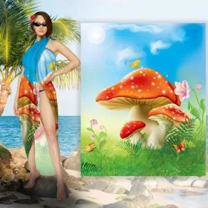 Парео-хустка-палантин 10в1 з принтом Казкові гриби мухомори