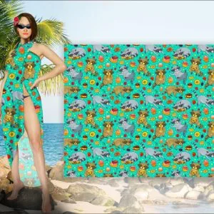 Парео-хустка-палантин блакитного кольору 10в1 з принтом Єгіпет