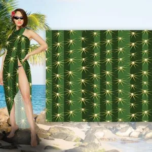 Парео-хустка-палантин зеленого кольору 10в1 з принтом Кактус