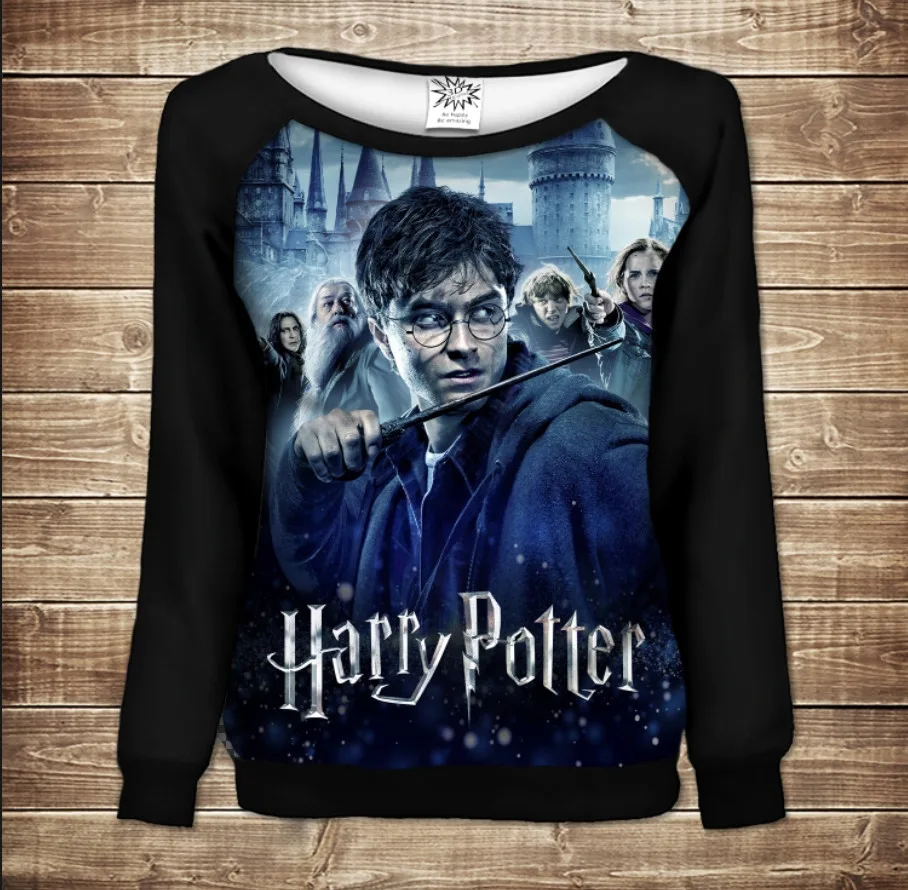 Жіночий світшот-реглан з 3D принтом на тему: Гаррі Поттер. Перед боєм