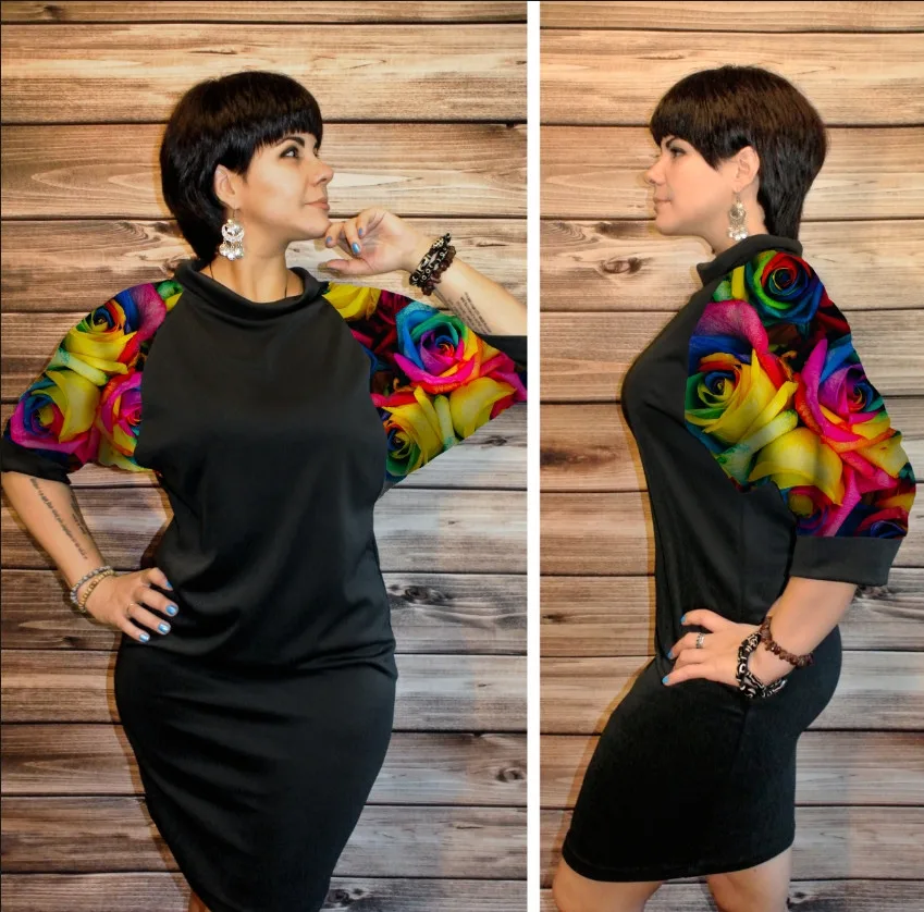 Розумне плаття з 3D принтом Кольорові троянди