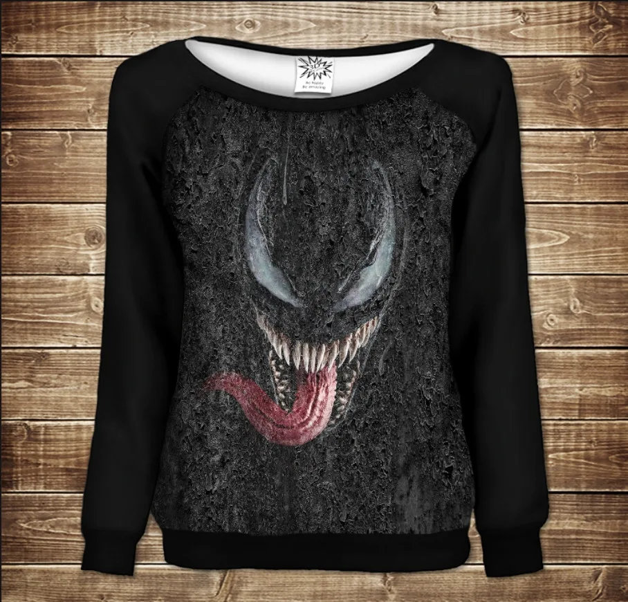 Жіночий світшот-реглан з 3D принтом на тему: Venom 2. Carnage. Веном 2. Карнаж