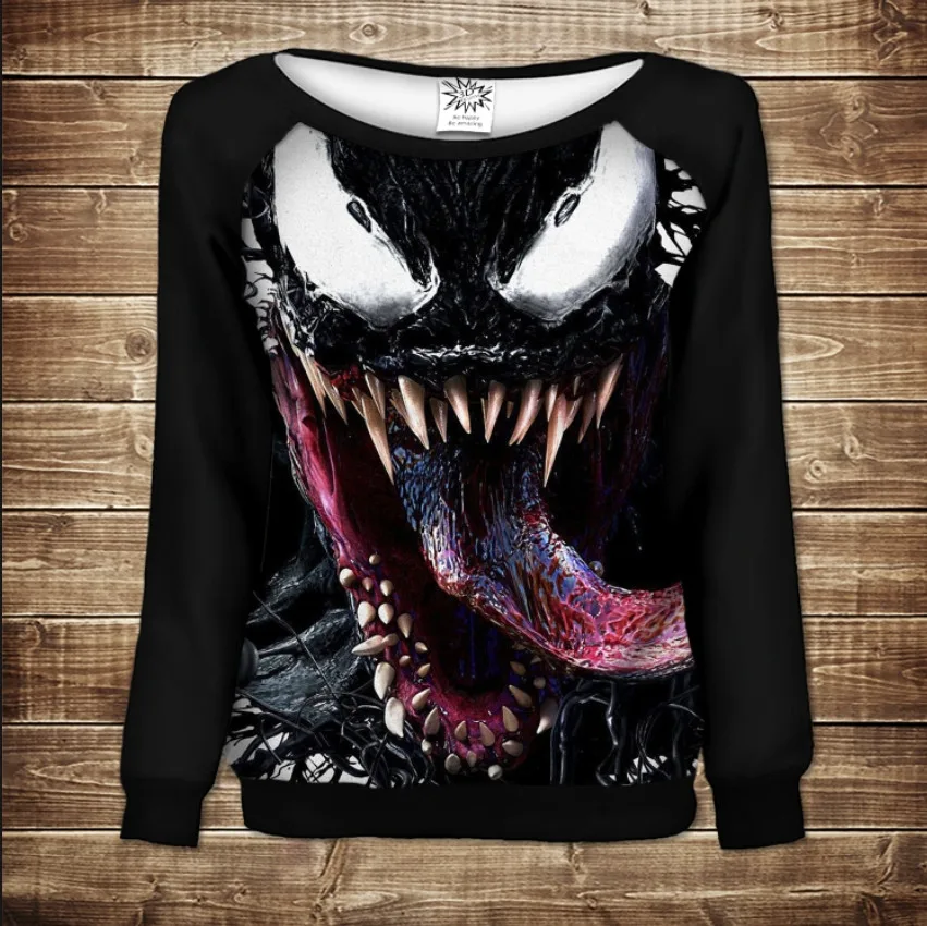 Жіночий світшот-реглан з 3D принтом на тему: Venom 2. Carnage. Веном 2. Карнаж