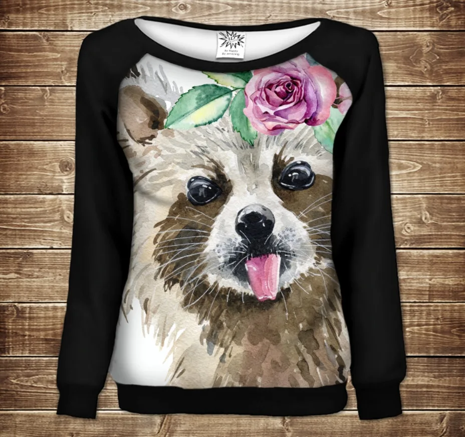 Жіночий світшот-реглан з 3D принтом на тему: Кумедний Єнот