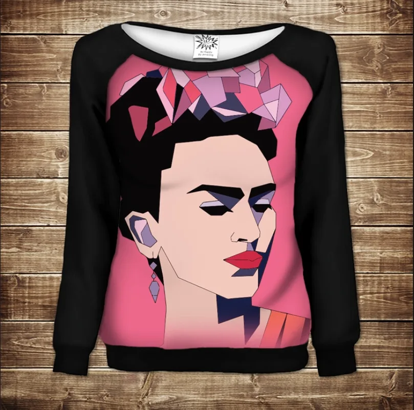 Жіночий світшот-реглан з 3D принтом на тему: Frida Kahlo. Фріда Кало.