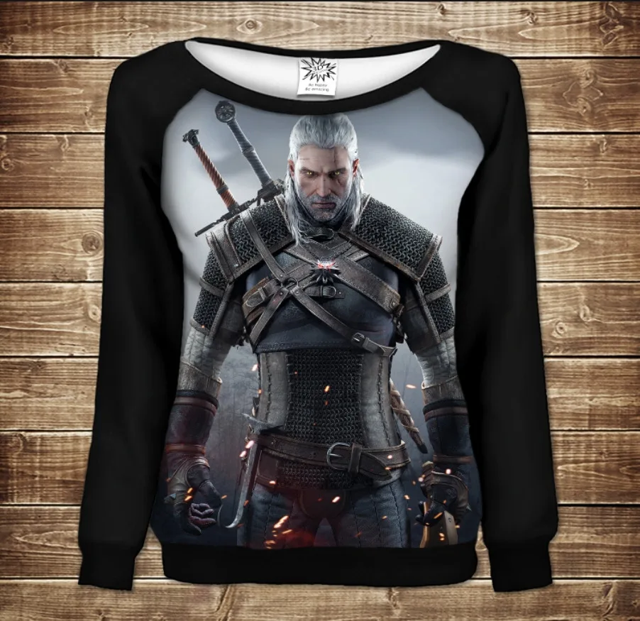 Жіночий світшот-реглан з 3D принтом на тему: Відьмак