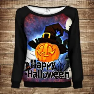 Жіночий світшот-реглан з 3D принтом на тему: Halloween. Хэллоуин. Гарбуз