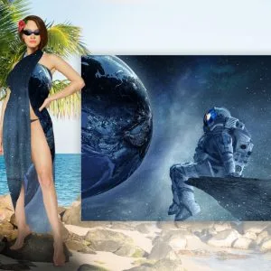 Парео-хустка-палантин 10 в 1 з принтом Космонавт