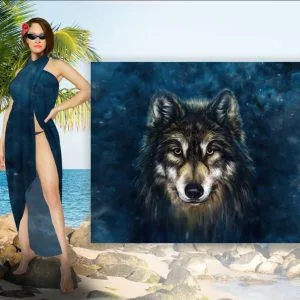 Парео-хустка-палантин 10 в 1 з принтом Вовк