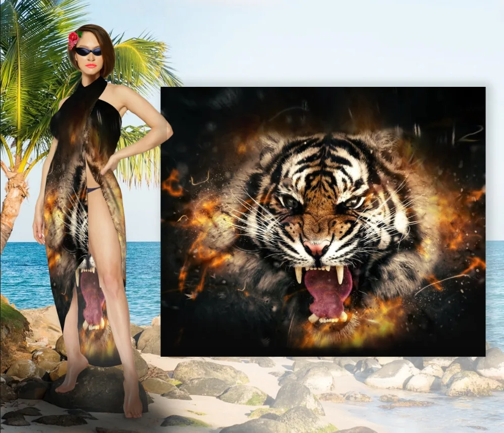 Парео-хустка-палантин 10 в 1 з принтом Тигр