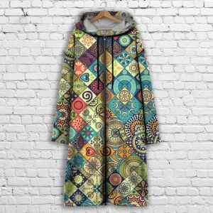 Кардиган - худі на блискавці з 3Д принтом Етно печворк