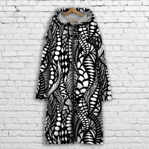 Кардиган - худи на молнии с 3Д принтом ЧБ Орнамент