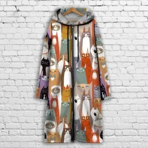 Кардиган - худі на блискавці з 3Д принтом Коти