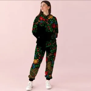 Чорний спортивний костюм із принтом Хустка