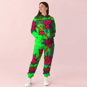 Яскравий салатовий спортивний костюм із принтом Хустка