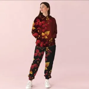 Жіночий спортивний костюм із принтом листя