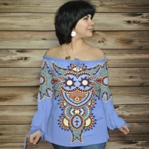 Туніка (блуза) Carmen Етнічні орнаменти 03 блакитна