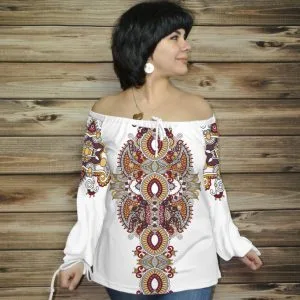 Туніка (блуза) Carmen Орнамент етнічний.Біла 07