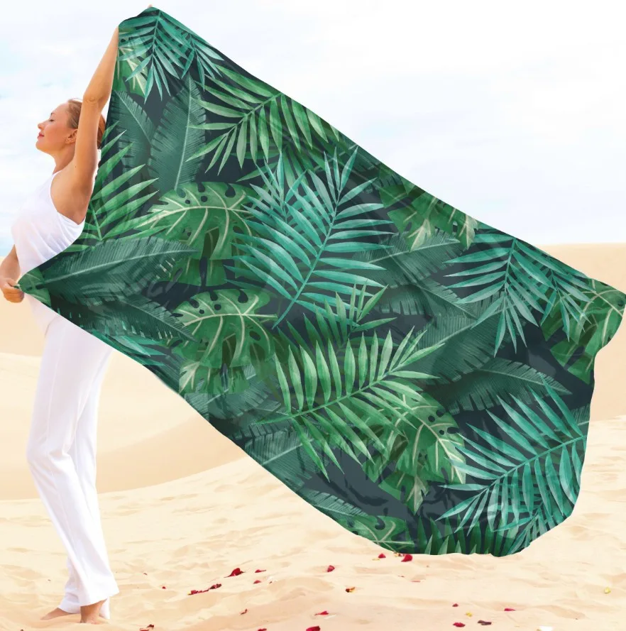 Парео-хустка-палантин 10в1 з принтом Рослинний візерунок.Листя