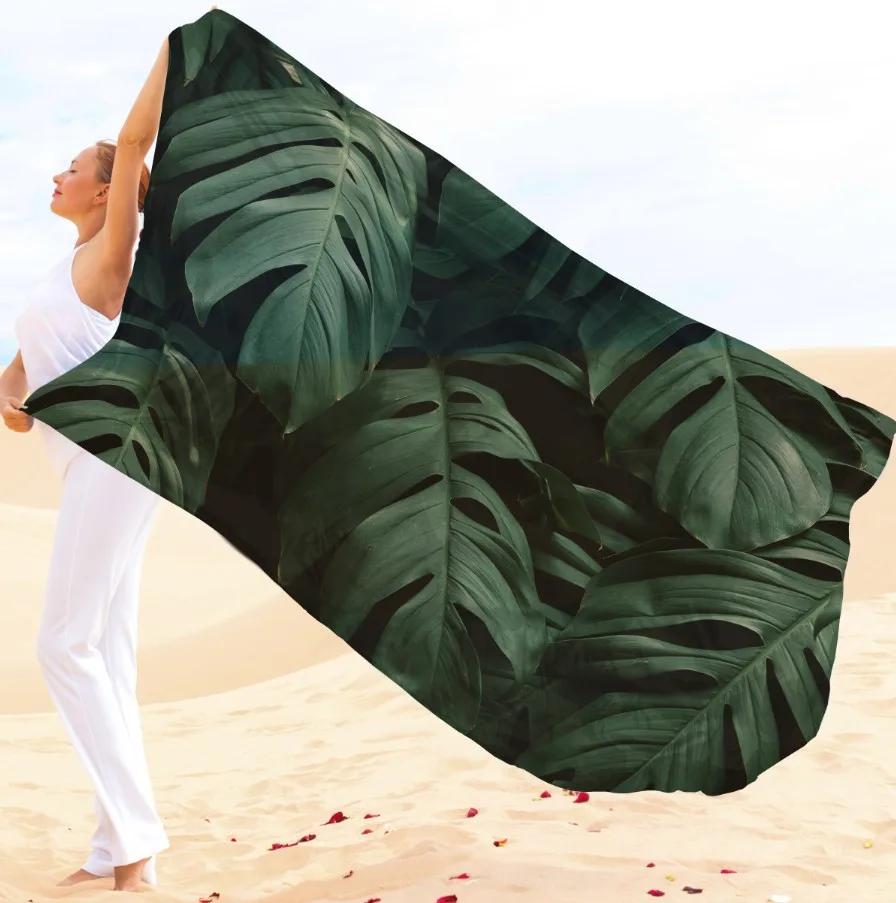 Парео-хустка-палантин 10в1 з принтом Листя монстери