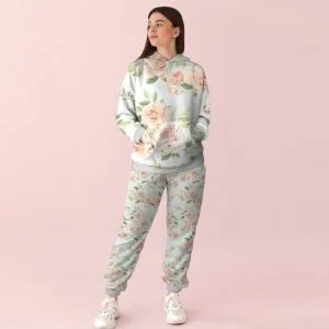 Жіночий білий спортивний костюм із принтом квітковий орнамент 0_082