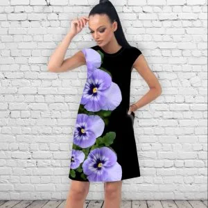 Сукня А-силуету з принтом Анютині глазки 001