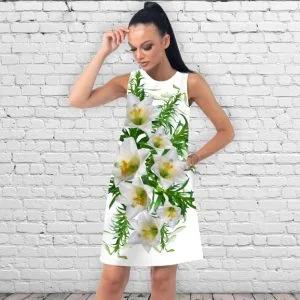 Сукня А-силуету з принтом Білі лілії