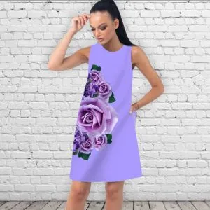 Сукня А-силуету з принтом Бузкові троянди