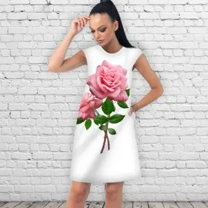 Сукня А-силуету з принтом Рожева троянда