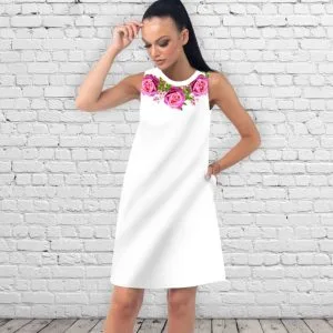 Сукня А-силуету з принтом три рожеві троянди